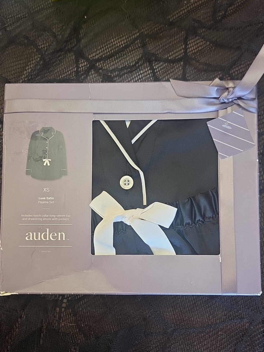 Auden Women's XS Black And White Luxe Satin Pajama Set